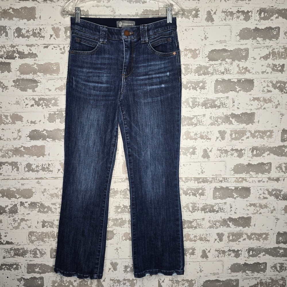 Democracy Jeans Womens 4 Medium Blue Wash Stretch Denim Comfort Ab Solution Fray